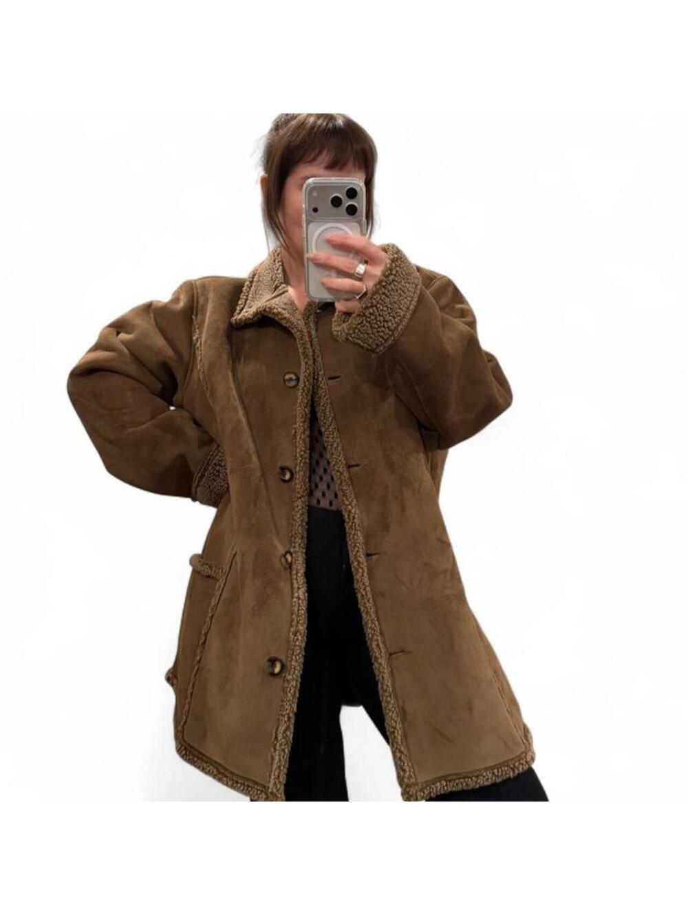 Vintage L.L.Bean Faux Shearling Suede Coat